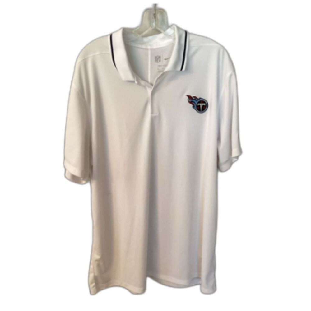 NFL NIKE DRI FIT MENS XL TENNESSEE TITANS WHITE GOLF POLO T SHIRT